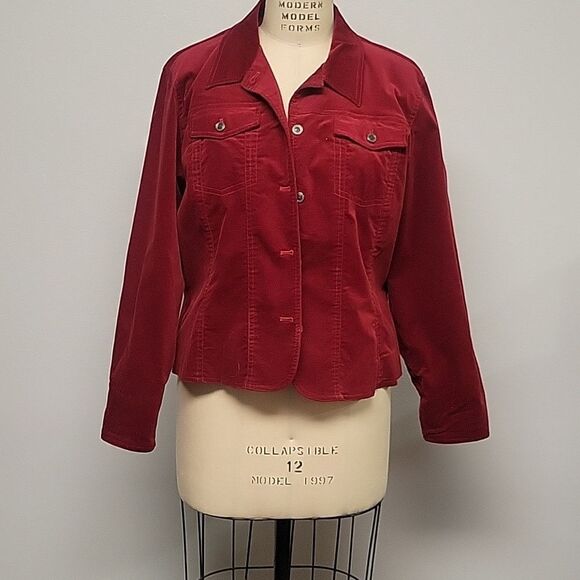 Coldwater Creek Classic Trucker Jacket Red XL Petite - Picture 1 of 5